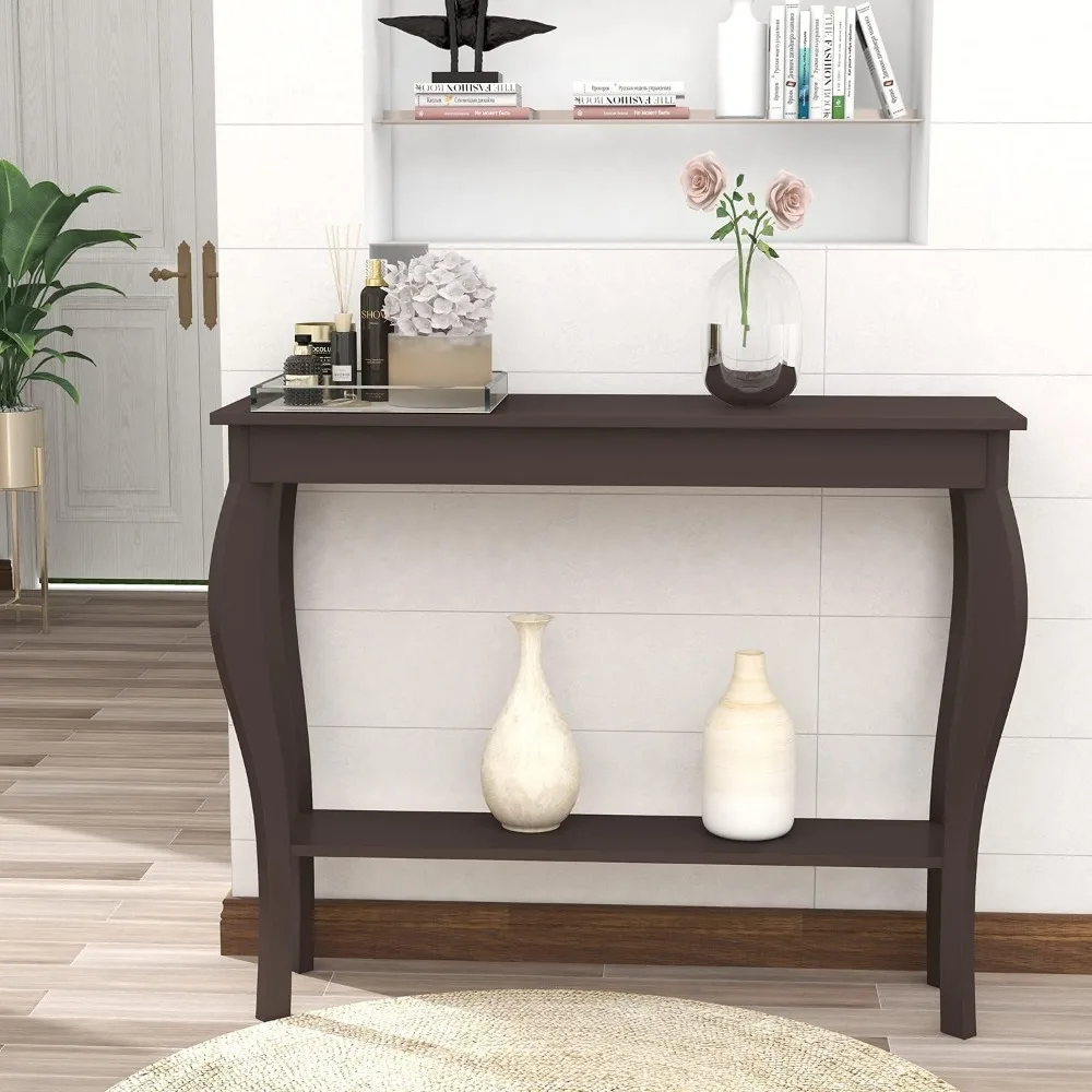 Narrow Console Table, Chic Accent Sofa Table, Entryway Table, Espresso