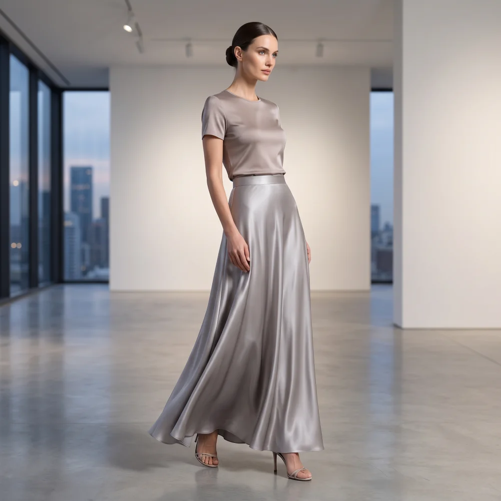 

High-waisted Skirt High Waist Satin Maxi Skirt Smooth Fishtail Hem Skirt Commuting Style Workwear Leisure Daily Wear Fashion