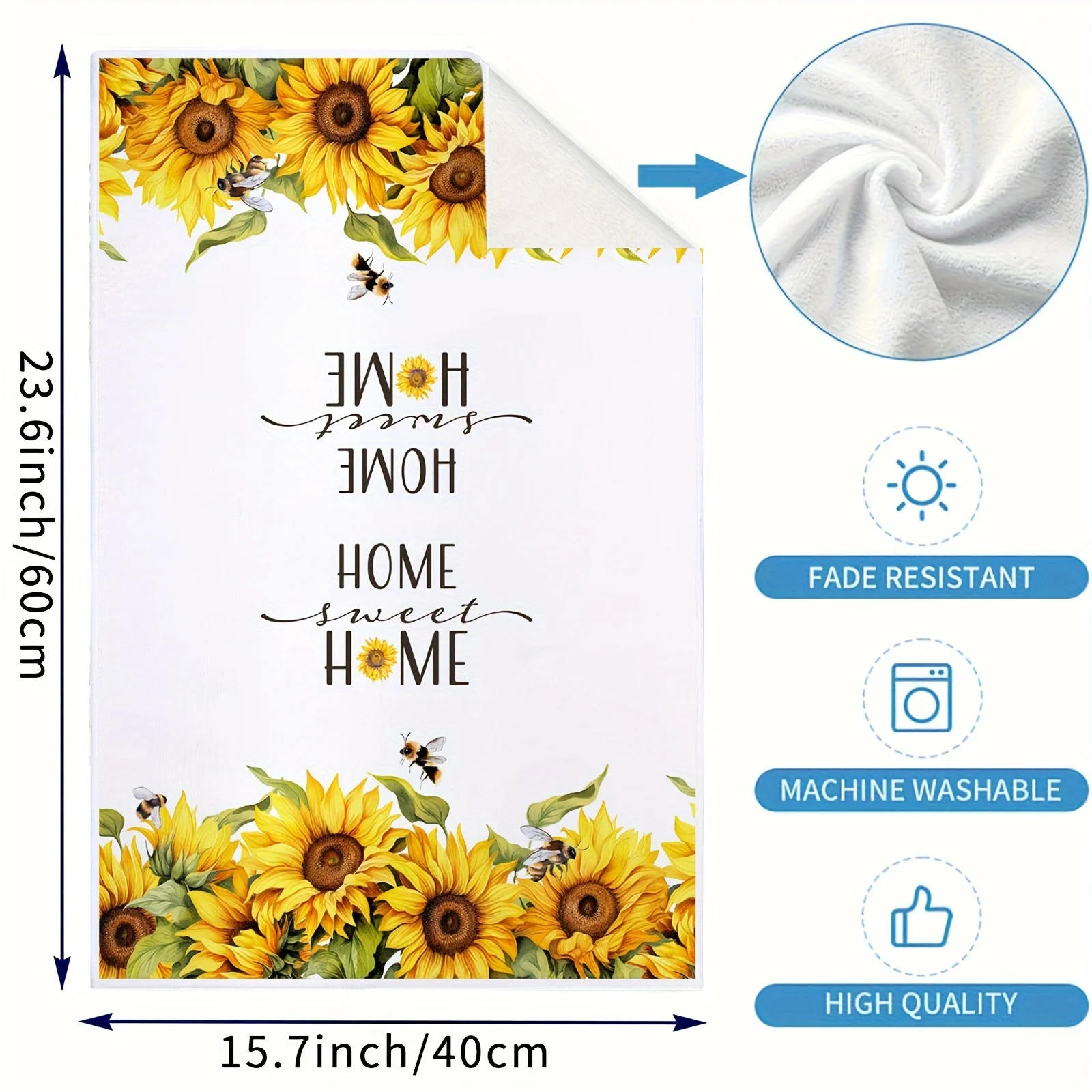 2pcs sunflower scouring pad, kitchen sunshine sunflower dish towel, kitchen decoration tea towel absorbent dishcloth hand towel