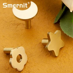 Cute Brass Door Handles Flower Kid Room Furniture Handles for Cabinets and Drawers Door Knobs Kitchen Cupboard Wardrobe Pulls