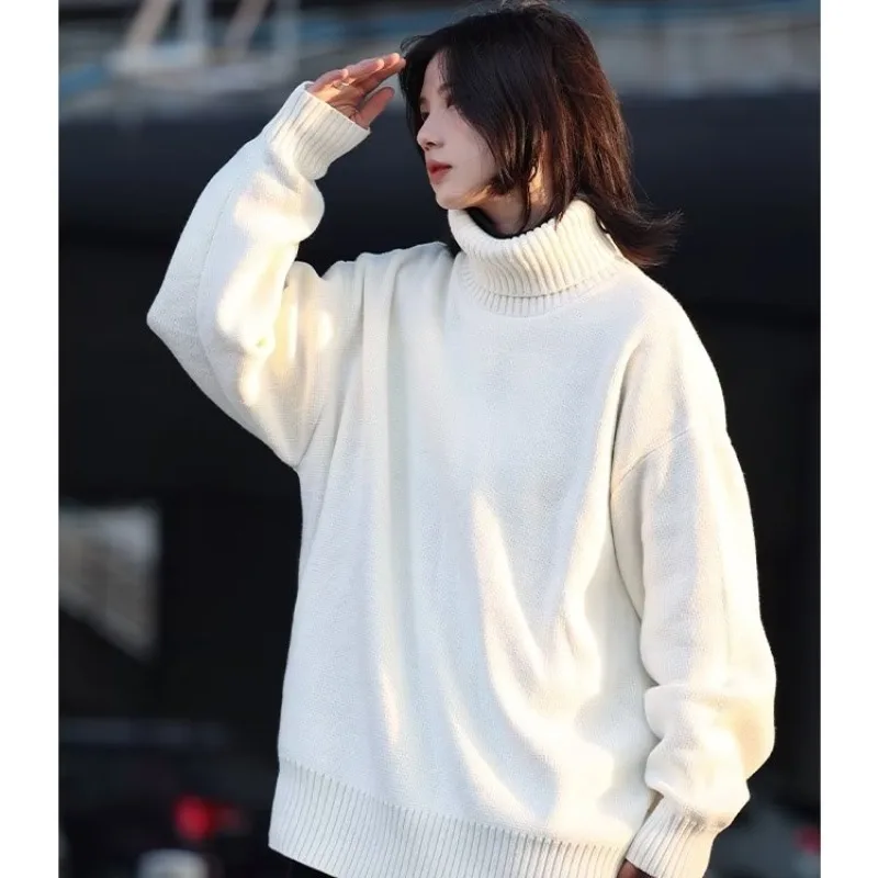 P25 네트워크 이미지 003 사슴 플러시 하이넥 솔리드 컬러 스웨터 블랙 화이트 그레이 M-3XL