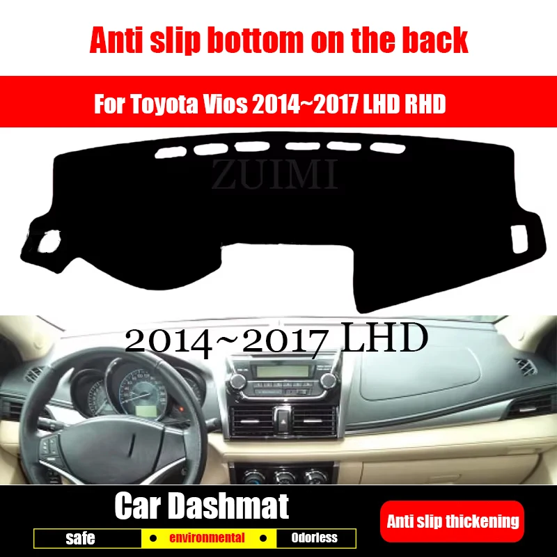 

ZUIMI Dashboard Cover Dash Mat Dashmat For Toyota Vios 2014~2017 LHD RHD Dash Board Cover Pad Sun Shade