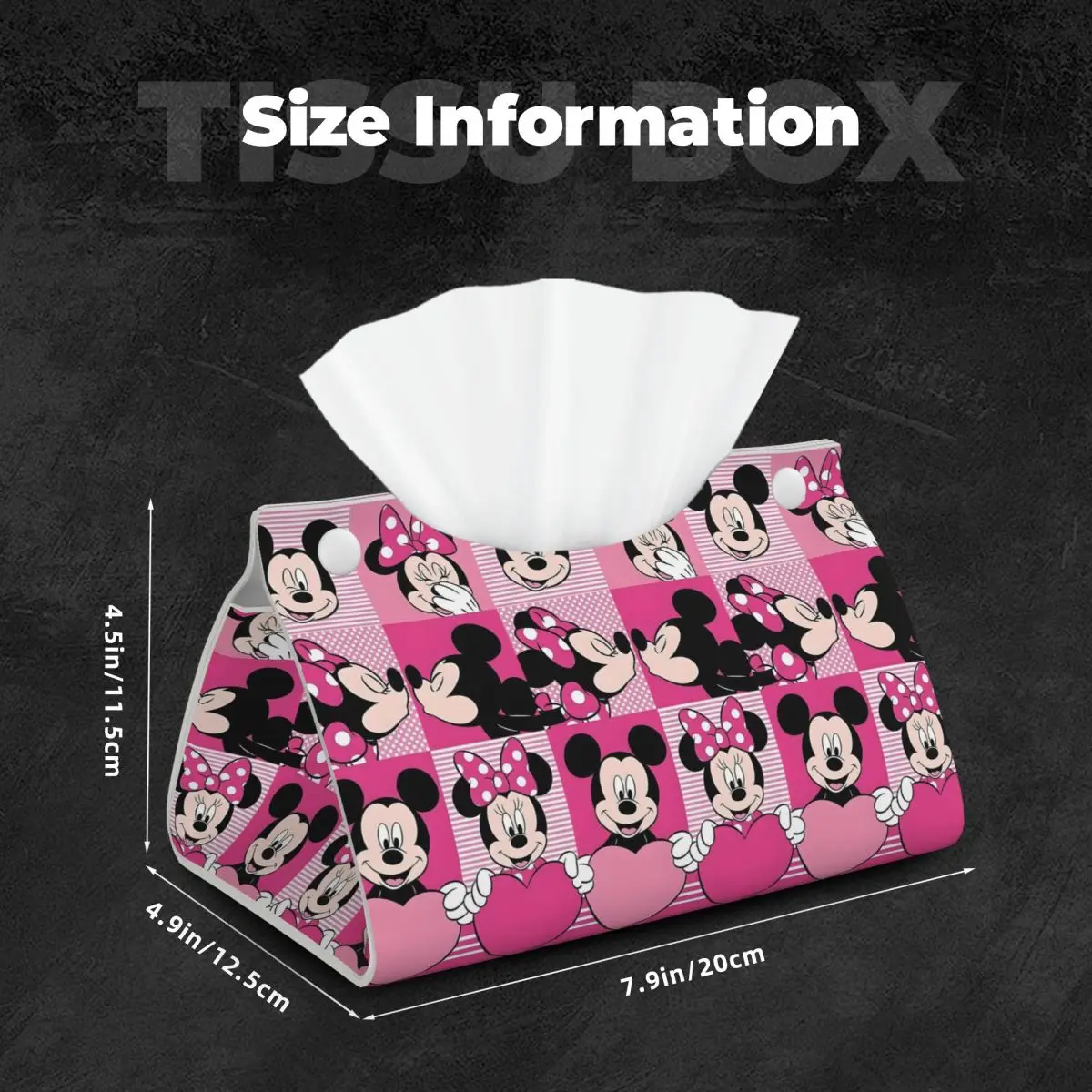 Custom Mickey Mouse Tissue Box Cover Rectangular PU Leather Cute Cartoon Facial Tissues Holder for Car