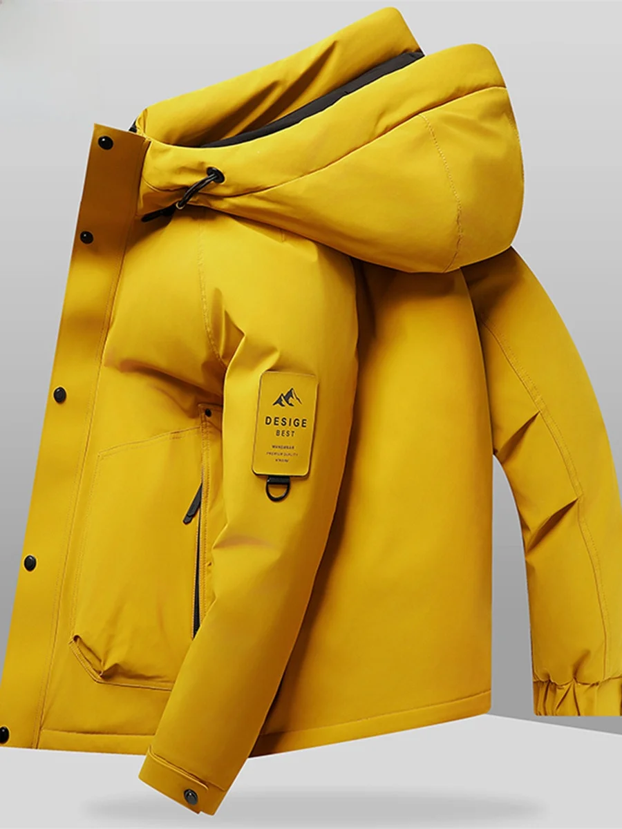 

Мужская зимняя утепленная короткая пуховая куртка для активного отдыха, повседневная, молодежная, на флисовой подкладке, с капюшоном на молнии, ветрозащитная, водонепроницаемая