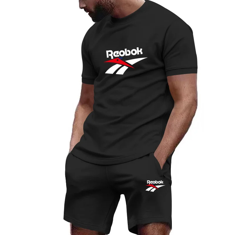 2025 nouvelle mode affaires été hommes sport costume décontracté Fitness Jogging basket-ball mode à manches courtes T-Shirt Shorts 2 ensembles