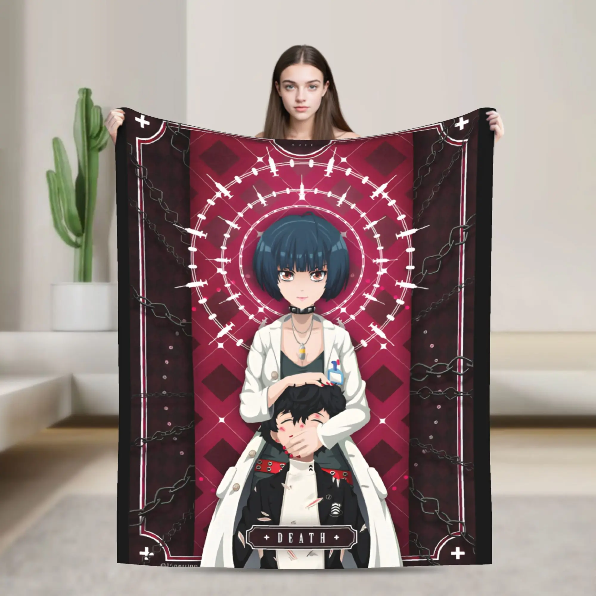 Persona 5 Clinical Trial  Blanket Flannel Summer Air Conditioning  Breathable Throw Blanket for Home Office Plush Thin Quilt