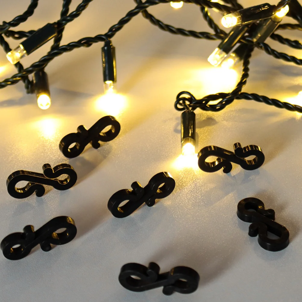 

100Pcs S Shaped Gutter Hooks Black Plastic Clips Easy Install Secure Outdoor Decorative Lights for Christmas Mini Light