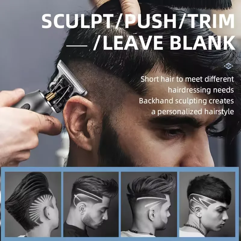 USB charging Zero-cut Blade Cordless Hair Trimmer Kemei KM-1757 Hair Clipper Hollow head Barber Hair Cut Machine