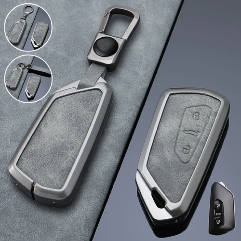 A + سبائك الزنك الجلود مفتاح السيارة فوب غطاء حقيبة لشركة فولكس فاجن جولف Tarraco ID.3 ID.4 مقعد #1