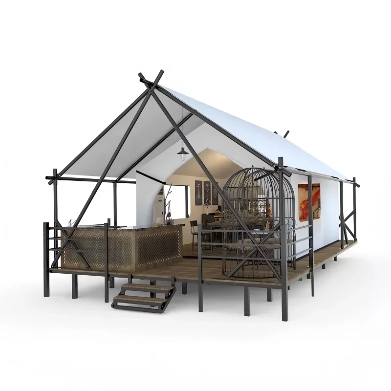 

Luxury waterproof Oxford canvas luxury tent with steel frame for resort hotels and camping bathrooms