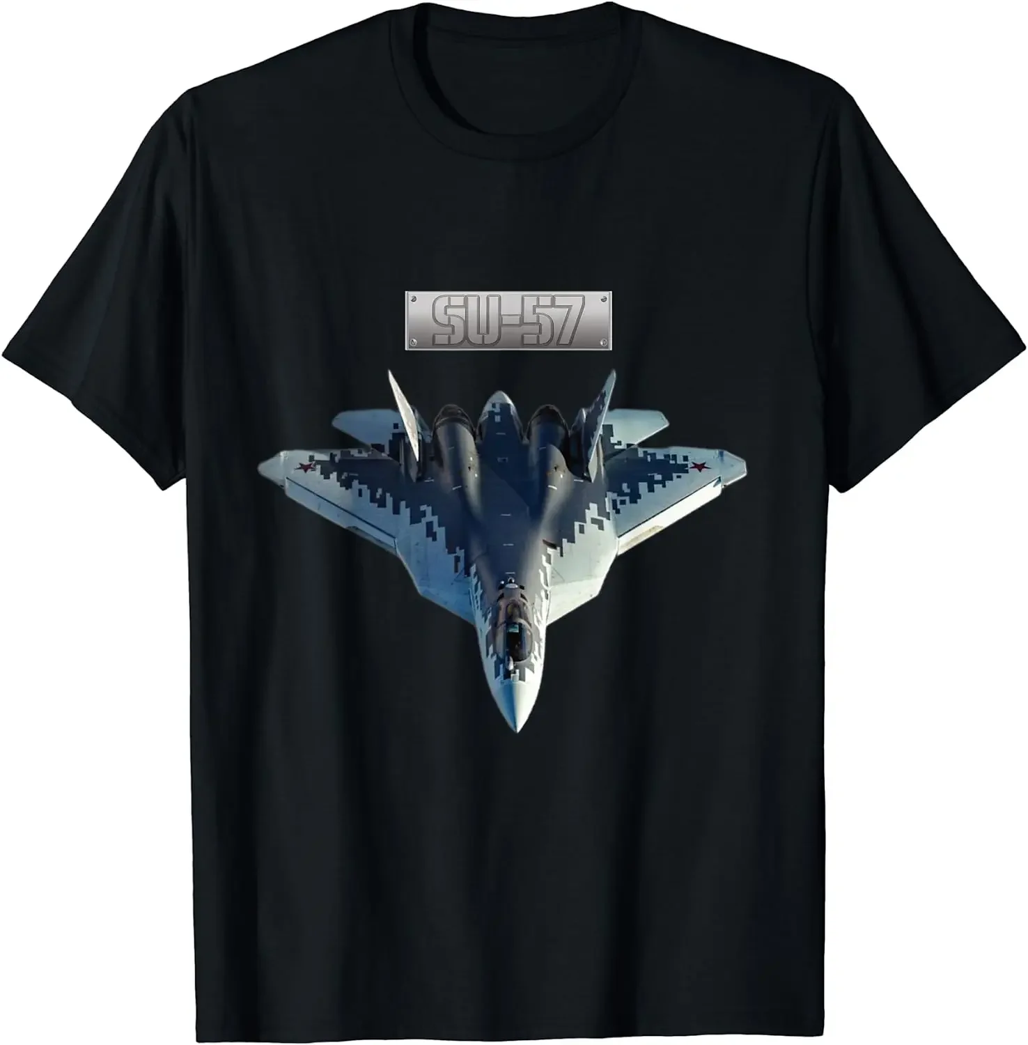 Russia's Fifth Generation Stealth Aircraft Su-57 T-Shirt Short Sleeve Casual Cotton O-Neck Summer Shirts