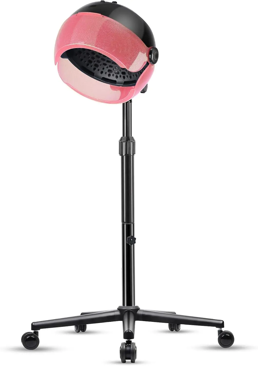 Professional Standing Ionic Hooded Hair Dryer Touch Control Time 3 Temperature Settings Height Adjustable Sit Under Bonnet Pink