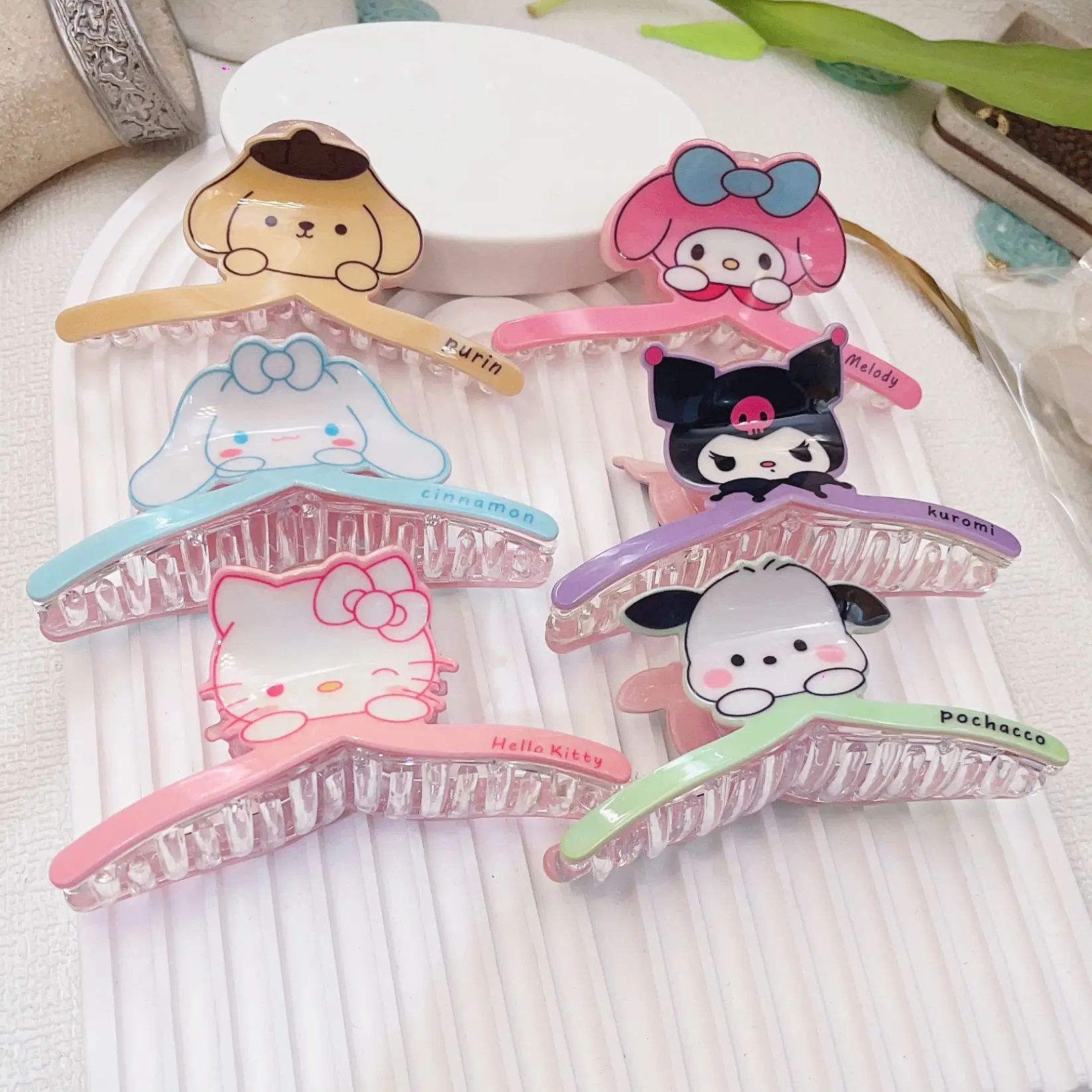 Sanrio Cartoon Hello Kitty Kuromi Pompom Purin Pochacco Shark Hair Clip Anime Kawaii Hair Hairpin Accessories Girl Cute Gifts