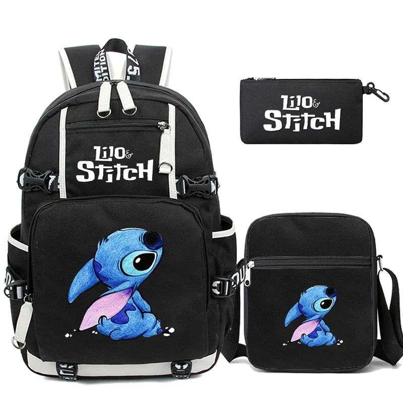 Disney-Sac à dos de dessin animé CAN o Stitch pour enfants, sac à dos pour adolescents, sac d'école avec sac à lunch, cartable pour étudiant garçon et fille, Mochila