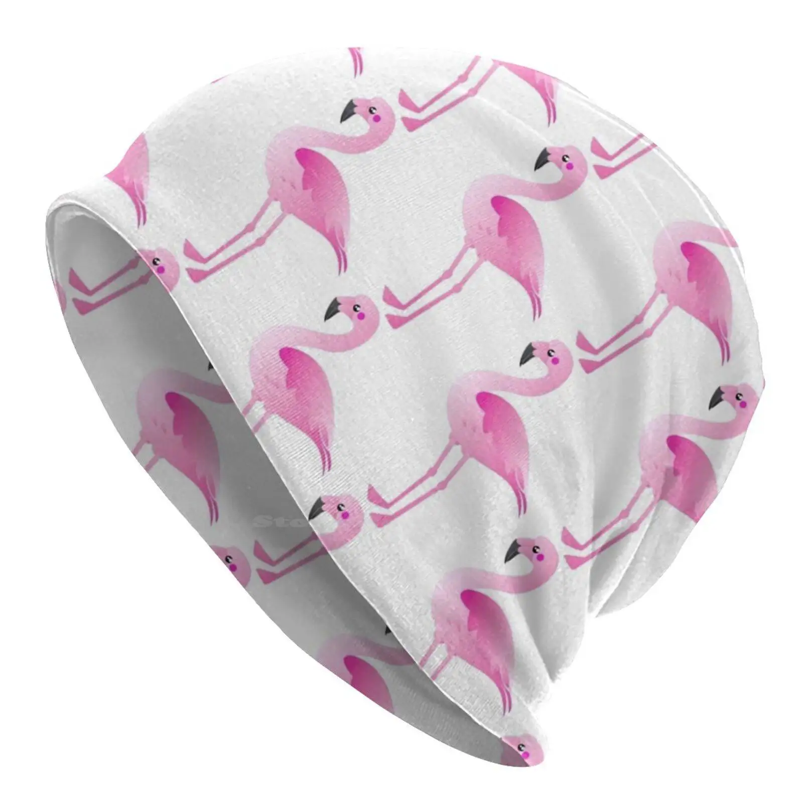 Pink Flamingo Print Knitted Hat Warm Beanie Outdoor Caps Pink Flamingo Cute Bird