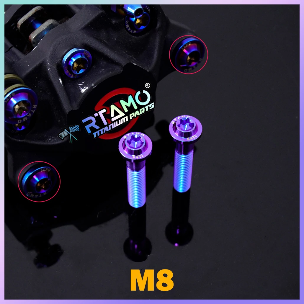 RTAMO Titanium Bolt M8X40mm OD14 Hot Forged UFO Head Screw for Brembo P2.34E P4-40R Caliper
