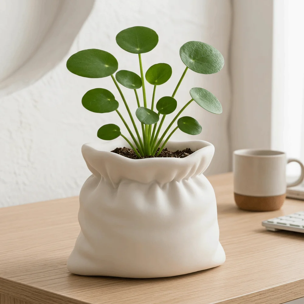 Modern Decorative 3D Printed Planter Vase Pouch Shape Multifunctional Flower Pot Minimalist White Flower Vase Succulents