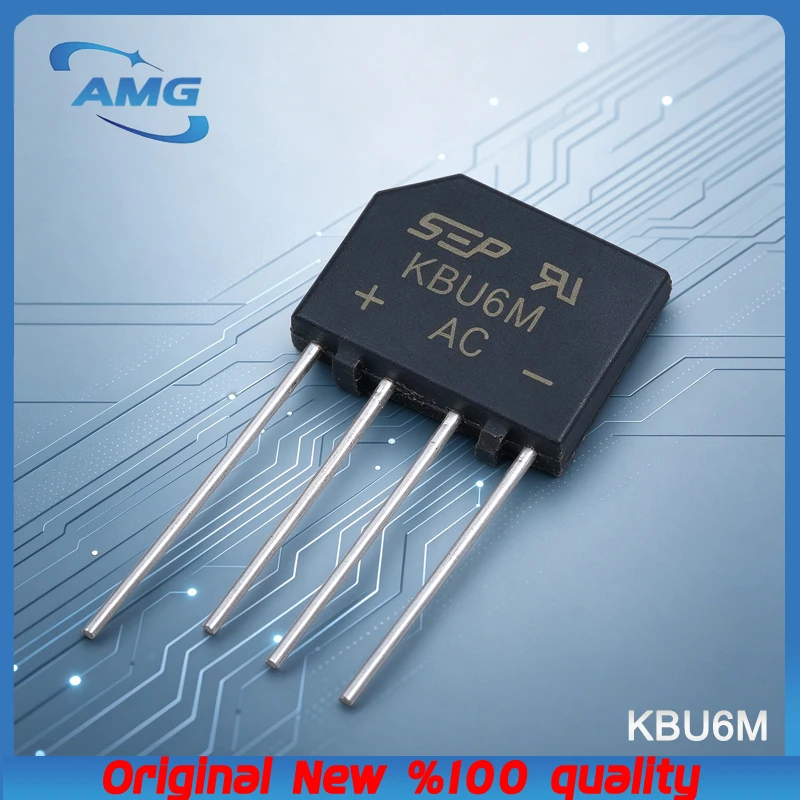 10PCS KBU6M flat bridge rectifier bridge stack rectifier bridge 1000V