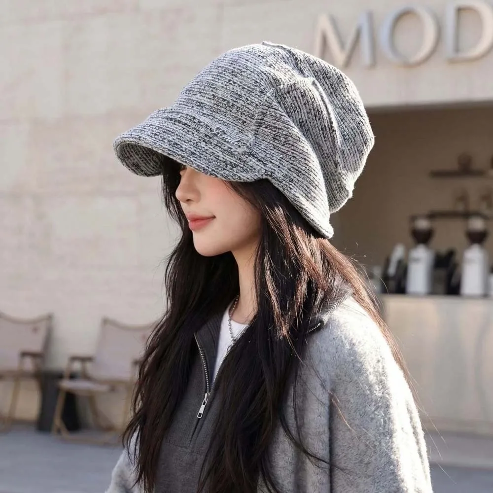 Windproof Bucket Hat Warm Slouchy Beanie Thick All Match Winter Warm Cap Comfortable Breathable Knit Pullover Hat Ladies