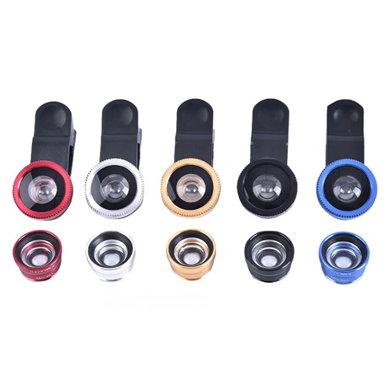 3In1 Phone Wide Angle Fisheye Lens Generic Camera for Smartphone Lens and Clip Macro Camera Sets For Universal Cell Phone