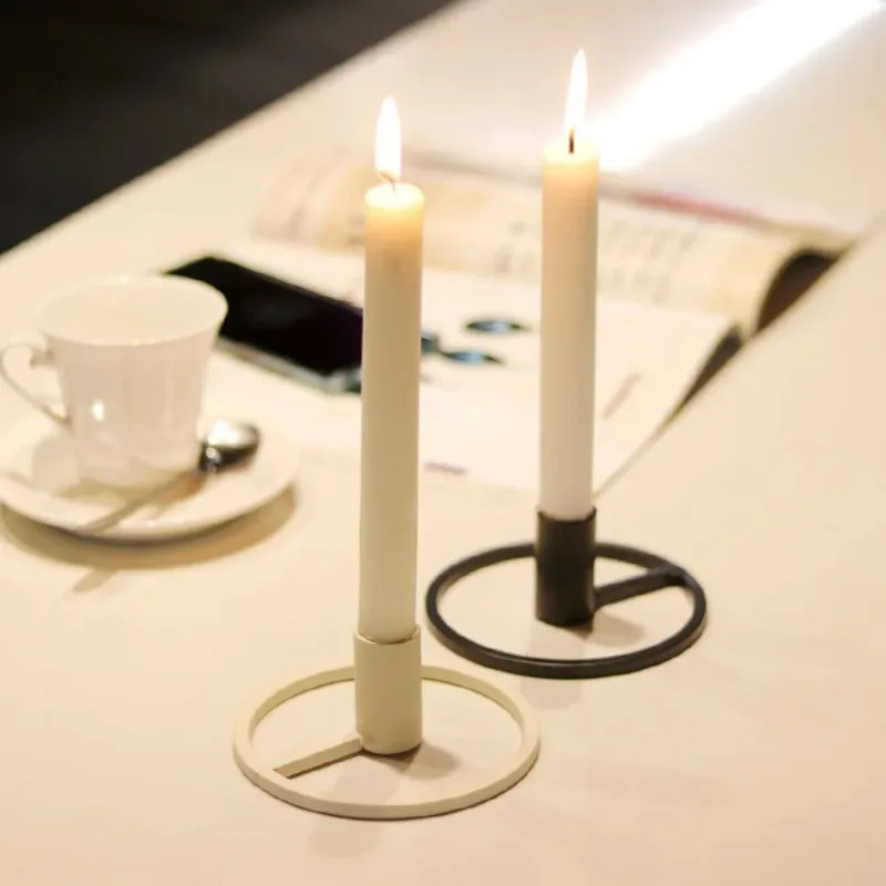 Creative and Simple Single Head Candlestick Nordic Hollow Circular Base Candlestick Metal Cone Candlestick Stand  Decoration