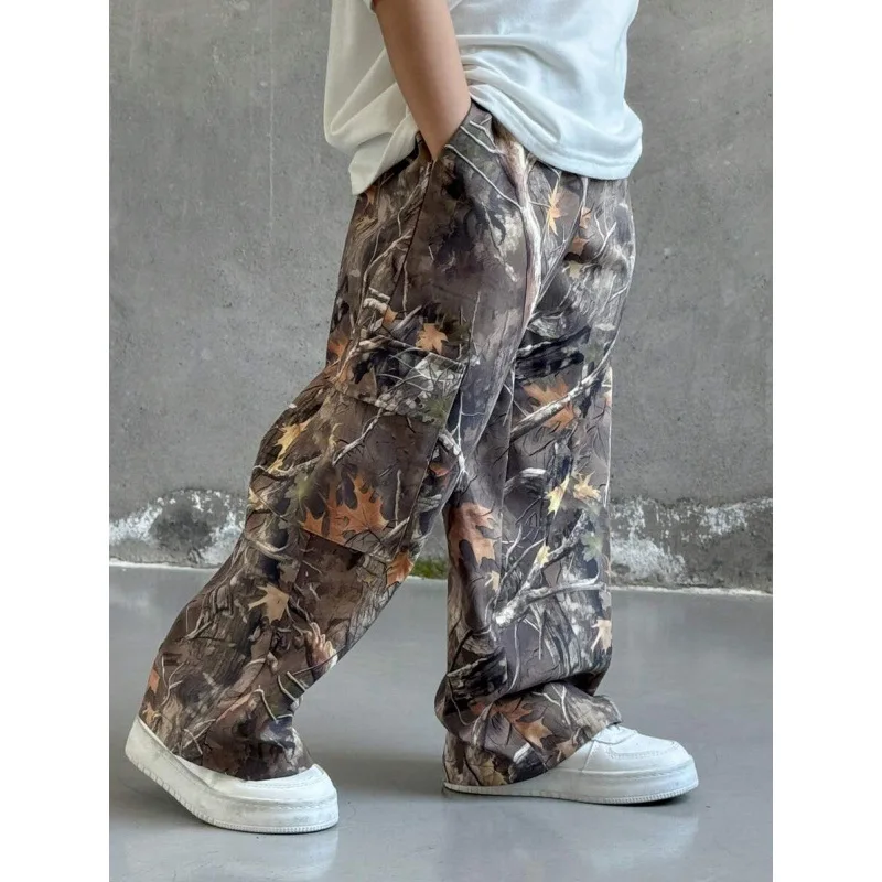 

Camo Wide Leg Pants Women's Casual Trousers Neutral Style Other Material 100% Spring Season Neutral Waist Other Details