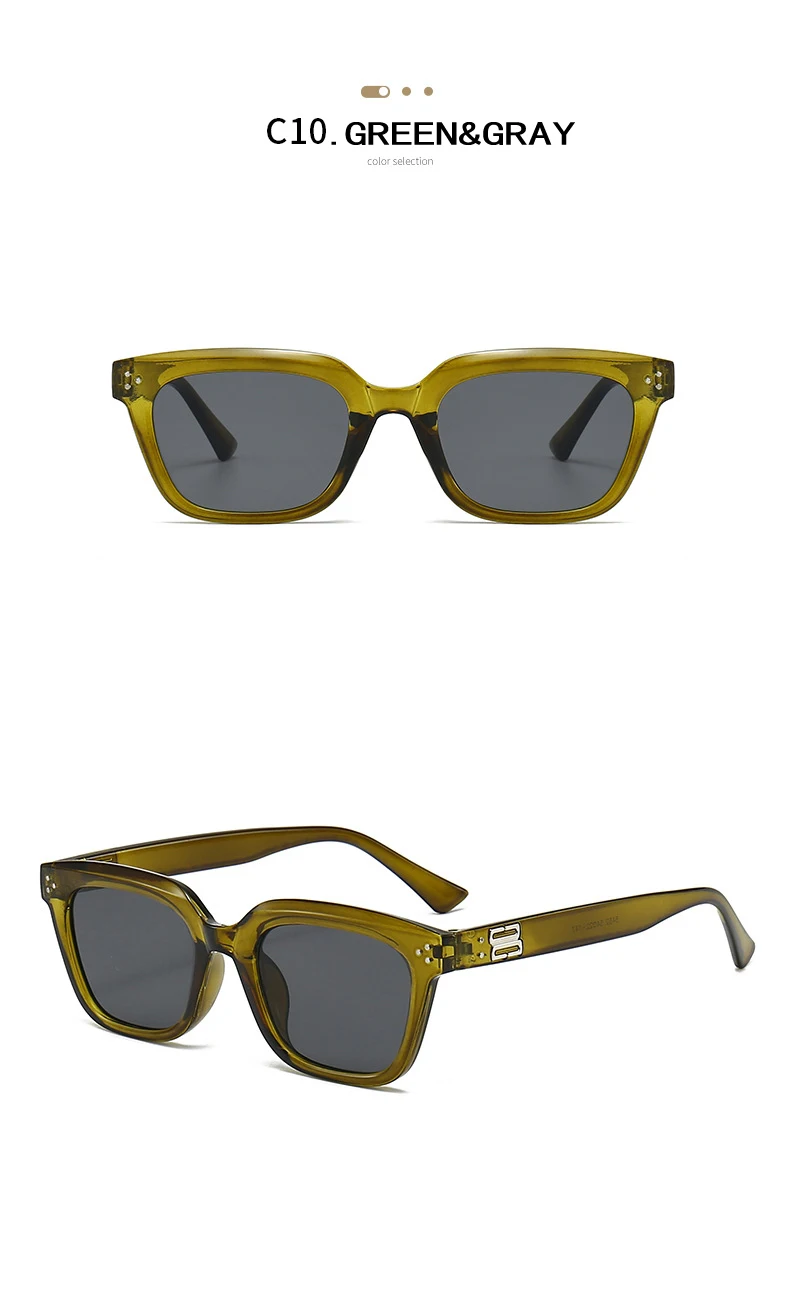 Retro Quadratische Sonnenbrille Frauen Mode Marke Designer Weibliche Shades UV400 Männer Trend Nieten Punk Sonnenbrille – Detail 9