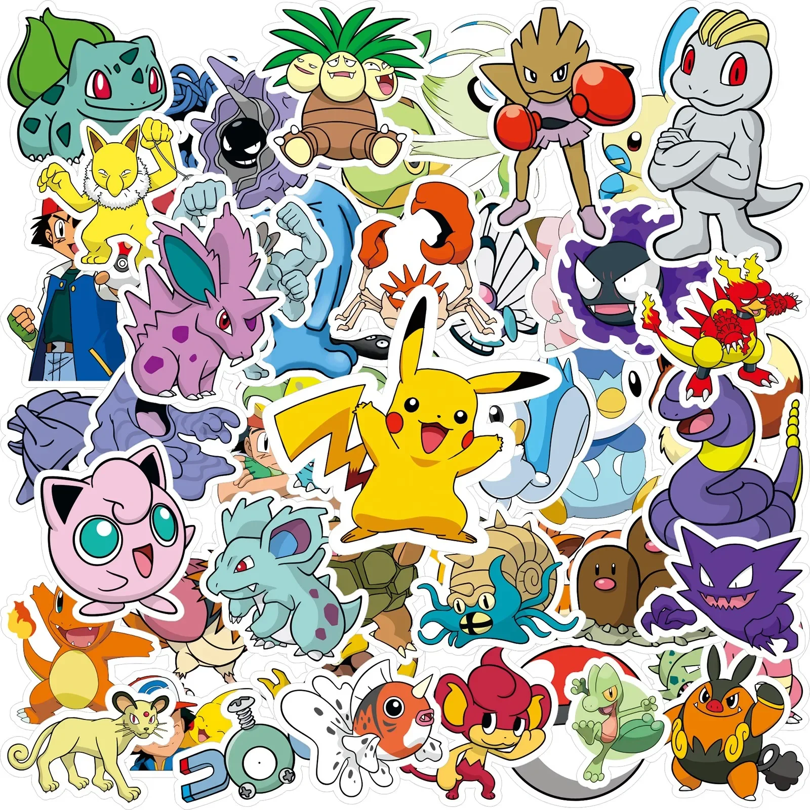 50/100PCS Pikachu Anime Pokemon Stickers for Laptop Suitcase Skateboard Guitar Phone Cartoon  Kawaii Sticker Kid Gift Toys