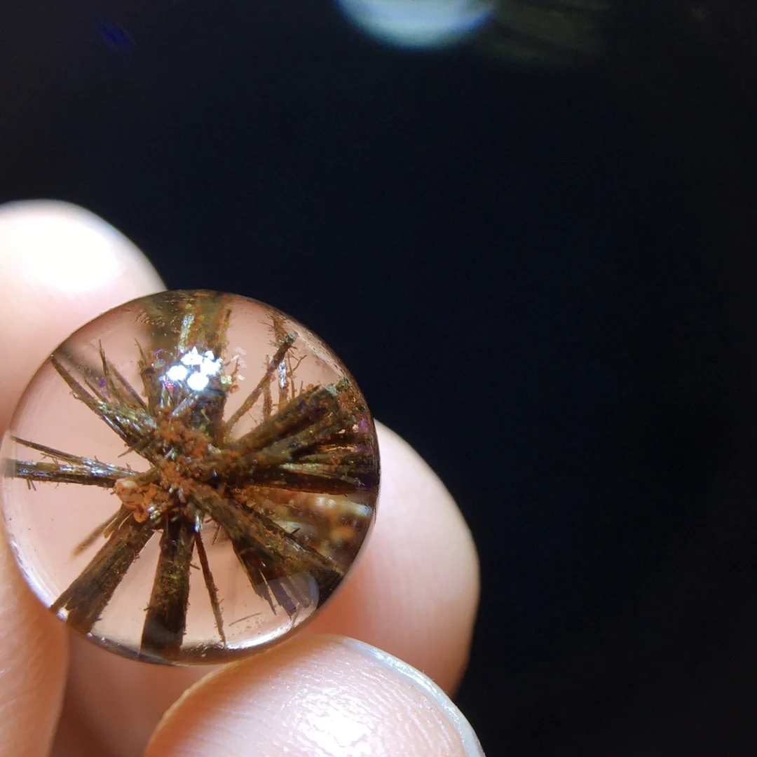 Natural Copper Rutilated Quartz Pendant Jewelry 11.7mm Oval Round Flower Men Women Brazil AAAAAAA