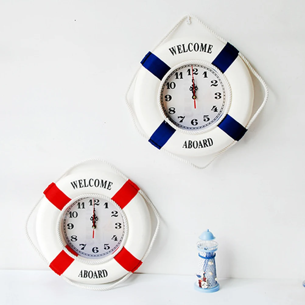 

Lifebuoy Wall Clock Modern Decorative Clocks Simple The Mediterranean Round Hanging