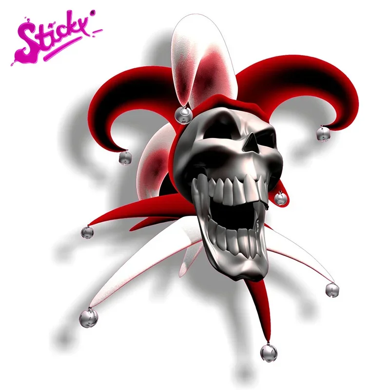 Jester Laughing Red Skull 비닐 자동차 스티커 - 자동차, 트럭, SUV용 방수 데칼