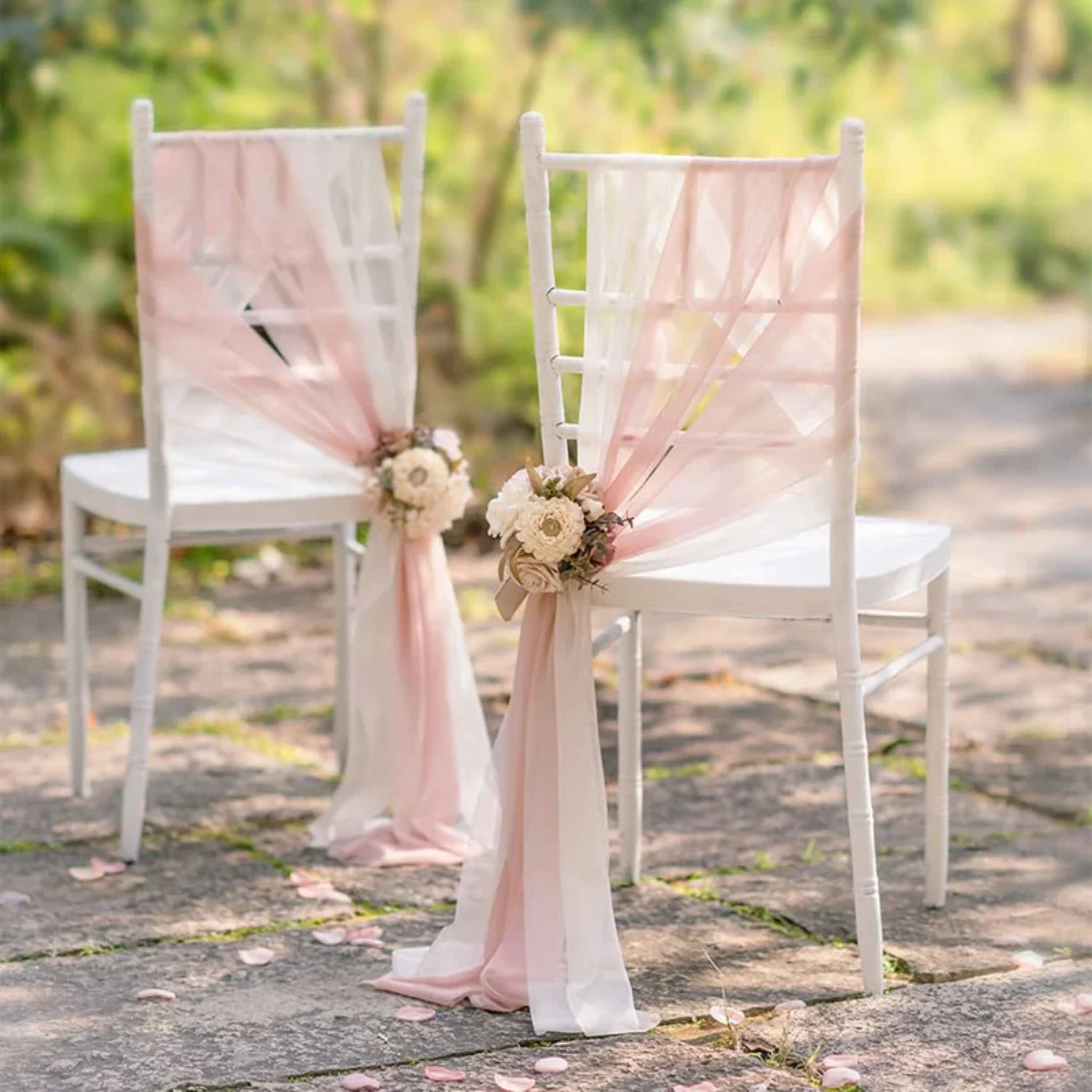 Beautiful Set of 24 Stunning Green Chiffon Chair Sashes - Elegant Ribbon for Wedding Party Aisle Chair Decor - Total of 12 Gorge