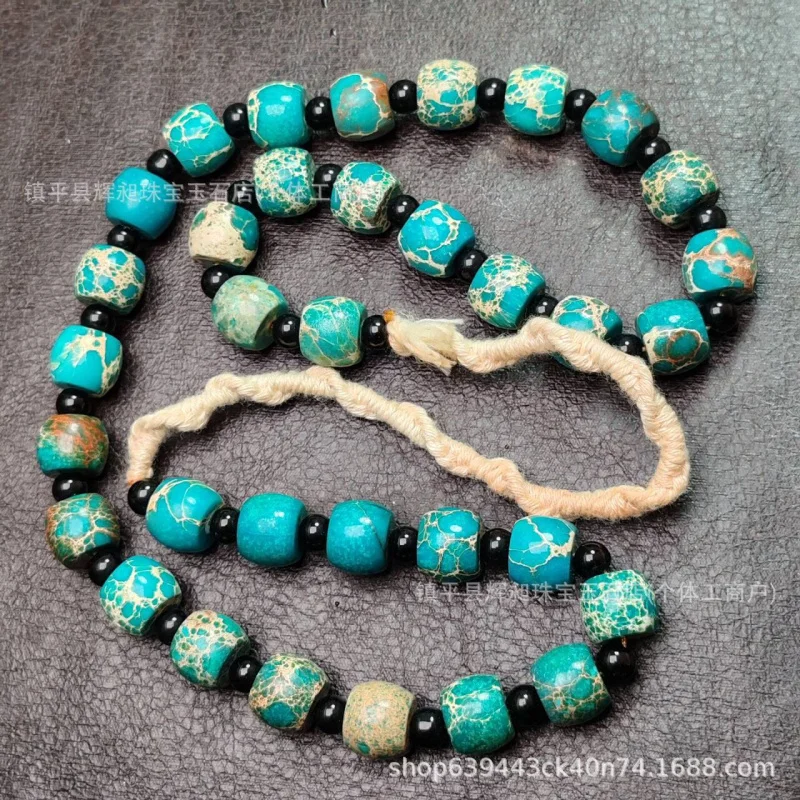 Vintage Turquoise Bracelet Men And Women, Old Style , Single Circle Handheld Buddhist Prayer Beads, Sweater Chai