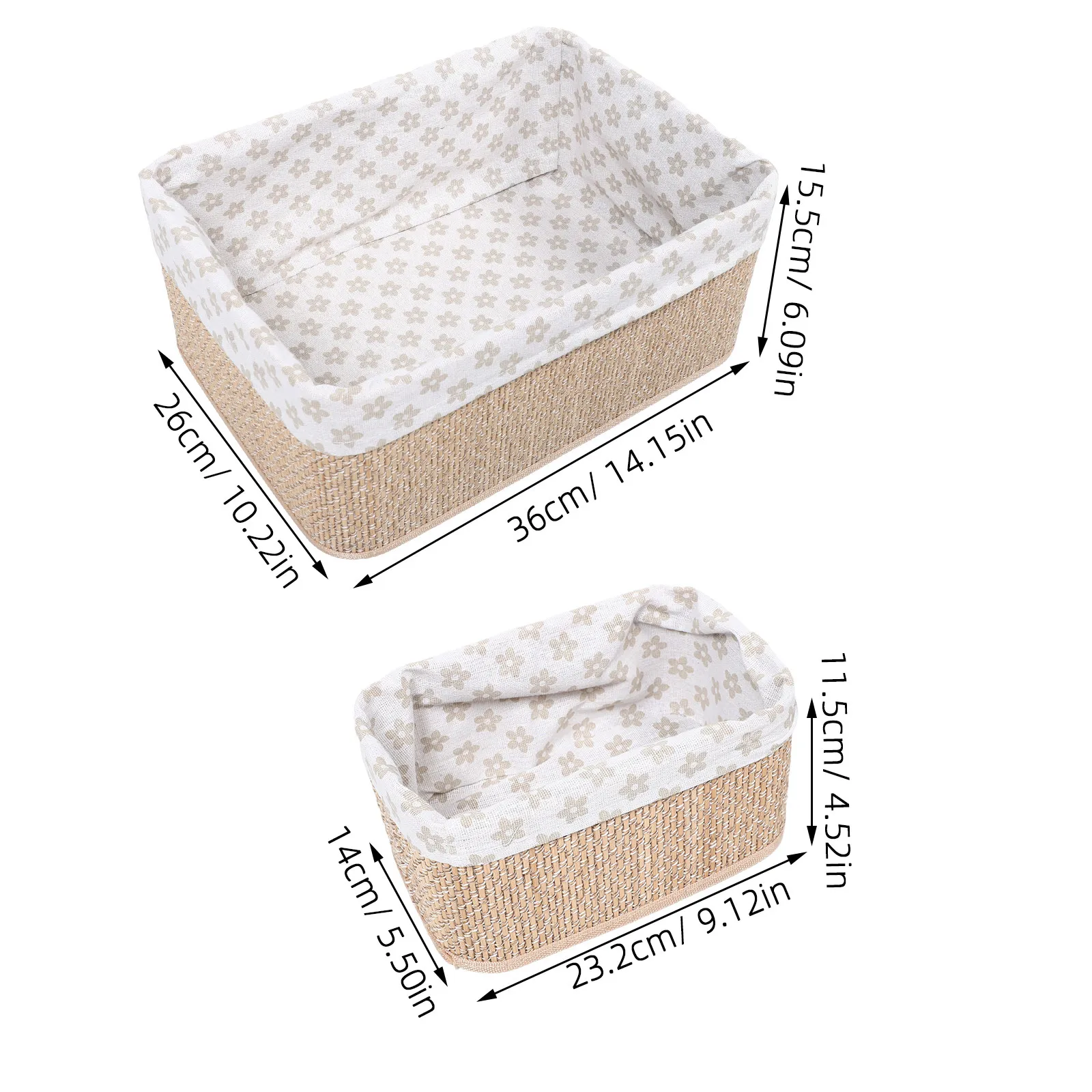 4Pcs Nursery Storage Baskets Handwoven Bamboo Wicker Basket Organizer Soft Braided Texture Boho Shelf Storage Bins for Baby