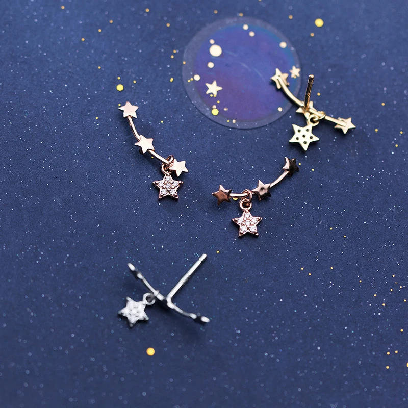 Modian Stackable Twinkle Star Sterling Silver 925 Stud Earrings for Women Fashion 3 Color Simple Ear Pin Fine Jewelry 2020 New