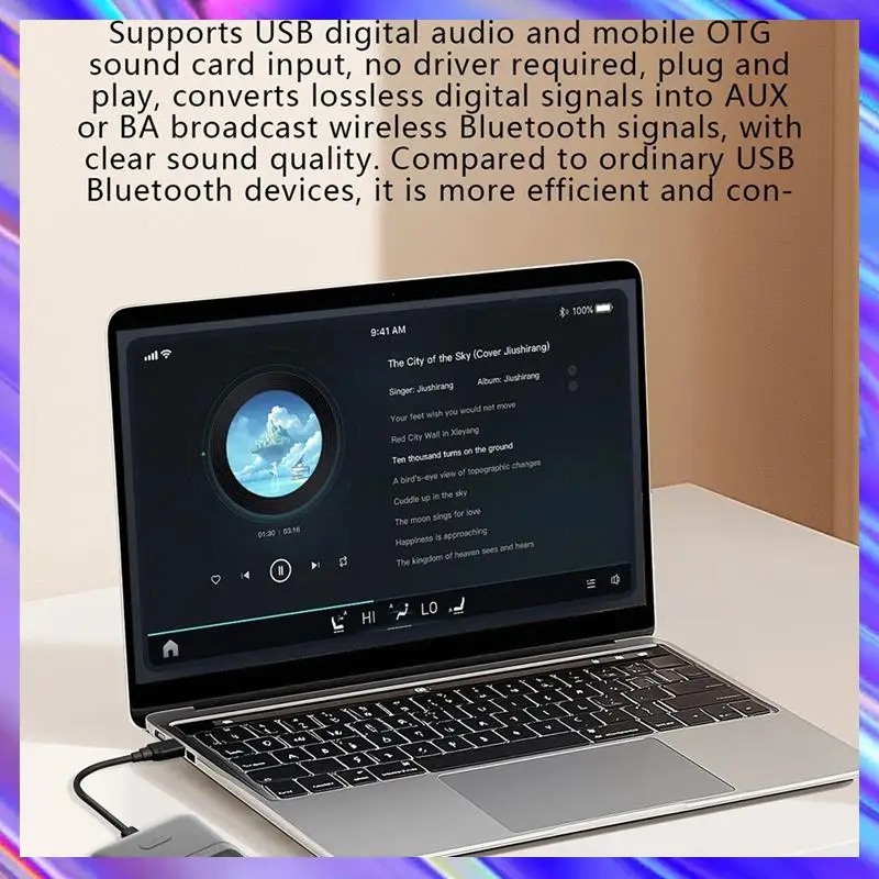 A24U Pemancar Penerima Audio Aptx-LL/HD/AD LC3 Auracast LE Adaptor Audio Adaptor Audio Musik Stereo Nirkabel dengan Mikrofon