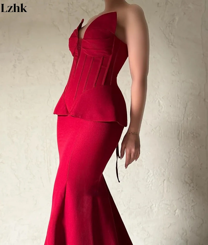 Aangepaste sexy jersey zeemeermin avondjurk temperament liefje mouwloos vloerlengte op maat gemaakte gelegenheidsjurken aangepast formaat