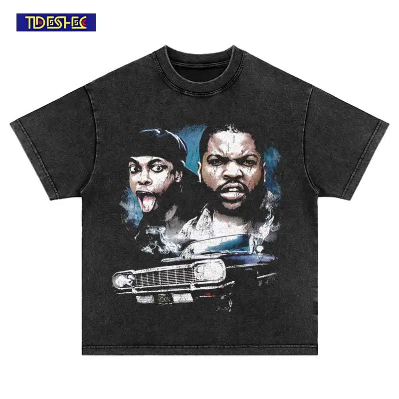 

Лето Harajuku 2025 года, хип-хоп, уличная одежда с портретом автомобиля, винтажная мужская свободная футболка с принтом, футболка большого размера, стираный хлопковый топ для отдыха
