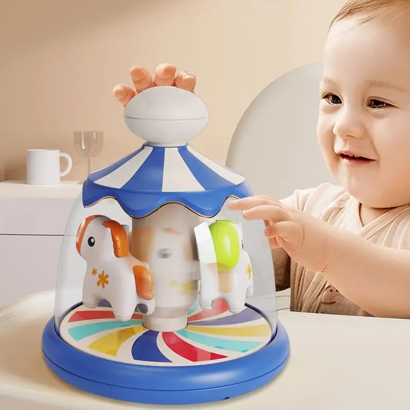 Press And Spin Toy Learn And Spin Carousel Adorable Colorful Rotating Learn Cause Effect Activity For 2-4 Year Olds Kids