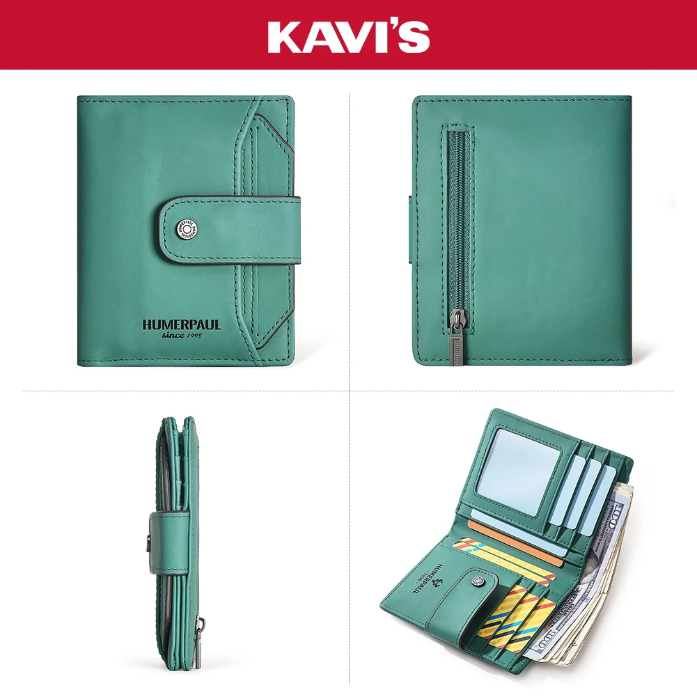 Women's Genuine Leather Short Wallet Luxury Designer RFID Blocking Hasp Closure Clutch with Coin Purse And Card/Cash Holder