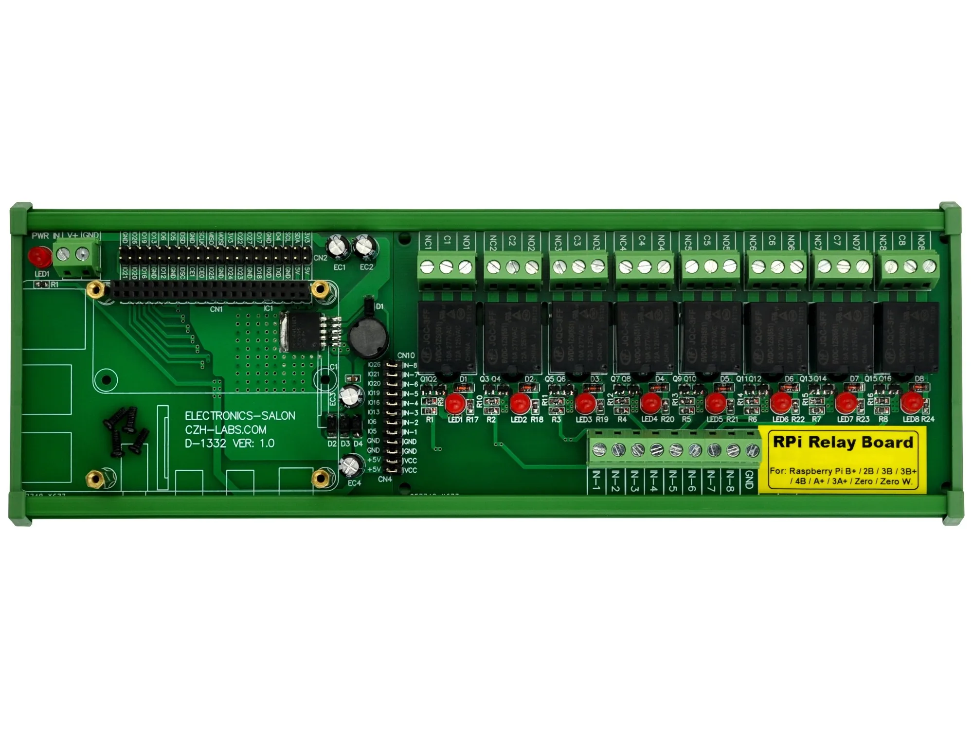 

DIN Rail Mount 8 SPDT IoT Power Relay Module for Raspberry Pi