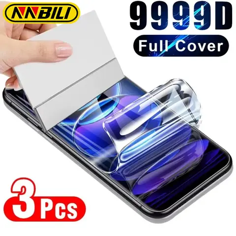 NNBILI 3 ชิ้นฟิล์มไฮโดรเจลสำหรับเสี่ยวมี่ เรดมี่หมายเหตุ 12 11 10 9 8 โปรพลัส 5G 11S 10S 9S 8T 7 ป้องกันหน้าจอ 10 10C 9 9A 9T 9C