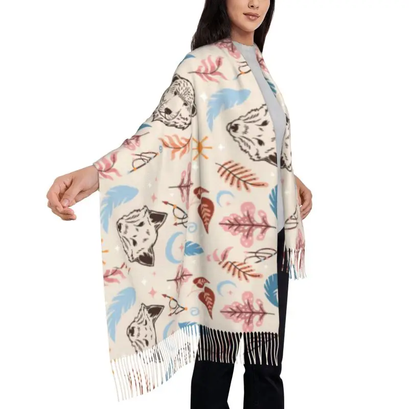 Flower Bear Wolf new model Scarf Cashmere Woman Wool Ladies Scarf Warm Scarf Women's Winter Scarves Autumn