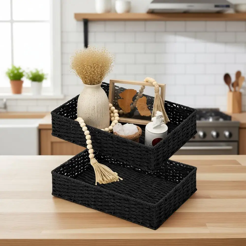 

Black Double Pack Large Decorative Bathroom Vanity and Toilet Paper Holders