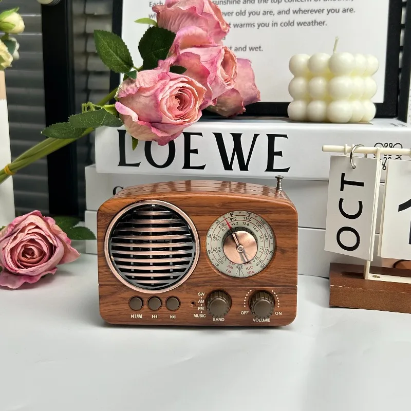 Vintage Portable Full‑Band Radio, Bluetooth‑Compatible TF Card Player Desktop Mini Speaker