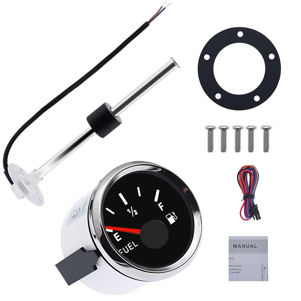 8-Inch 200mm marine fuel level sensor + 52mm fuel gauge kit, common for RVs and yachts