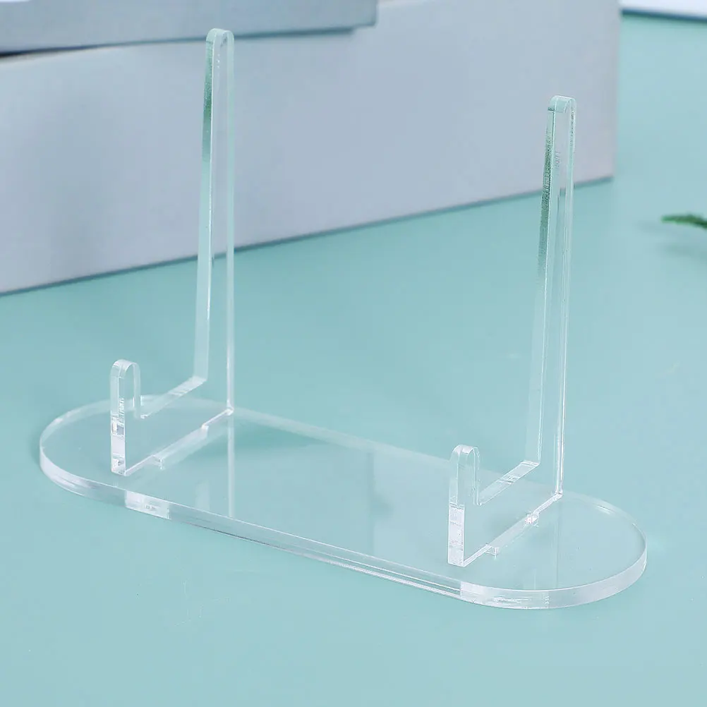 

2 Pcs Transparent Storage Rack Bookshelf Risers for Card Display Stand Cupcake Mini Plate Dish Pallet Photo Holders
