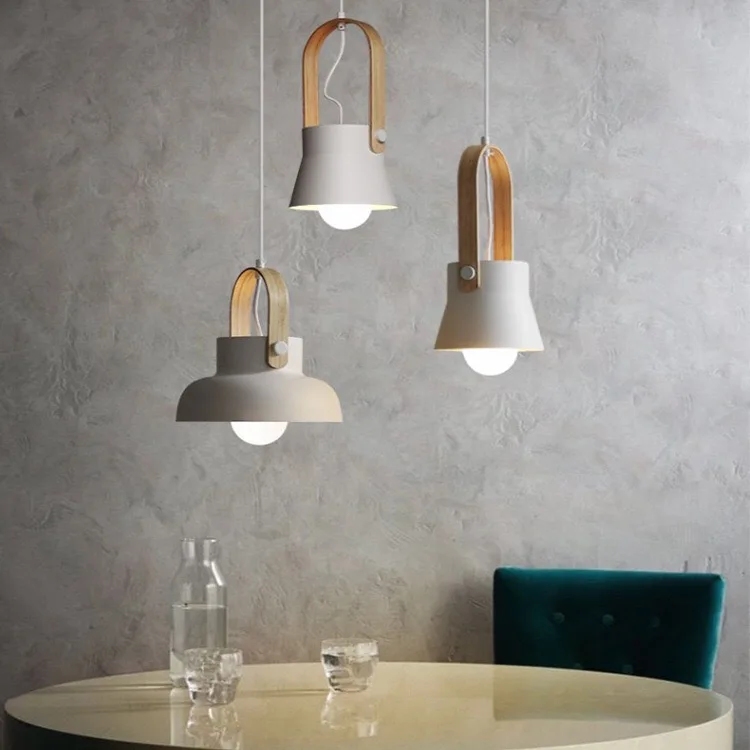GEW Macaron Color Pendant Light E27 Iron Handle Hanging Lamp Nordic Modern Lighting Fixture for Bedroom Restaurant Kitchen