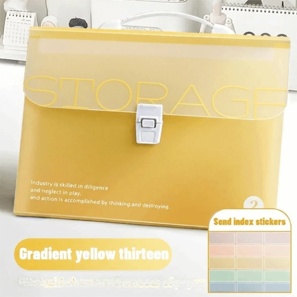 

Kawaii A4 Portable Accordion Bag Gradient Color Large Capacity 13 Layer Folder Organ Bag Thickened Information File Bag Shool