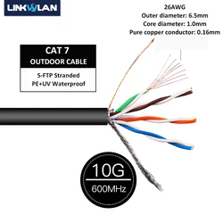 Sieć Cat7 S-FTP kabel do zastosowań zewnętrznych ekranowana 26AWG, miedziane druty osłona typu PE wodoodporna i odporny na UV